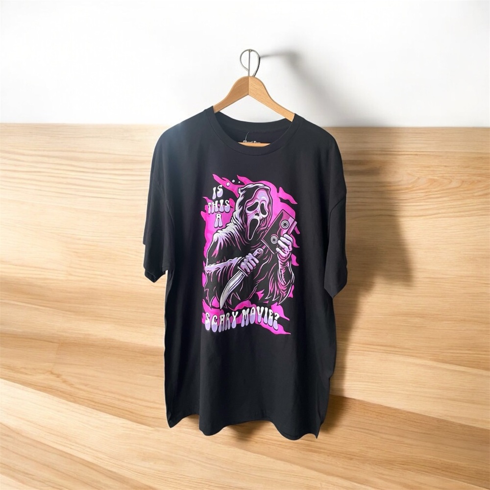 NEW Spencer's Unisex Ghost Face Scary Movie Icon of Halloween Graphic Tee Sz XL